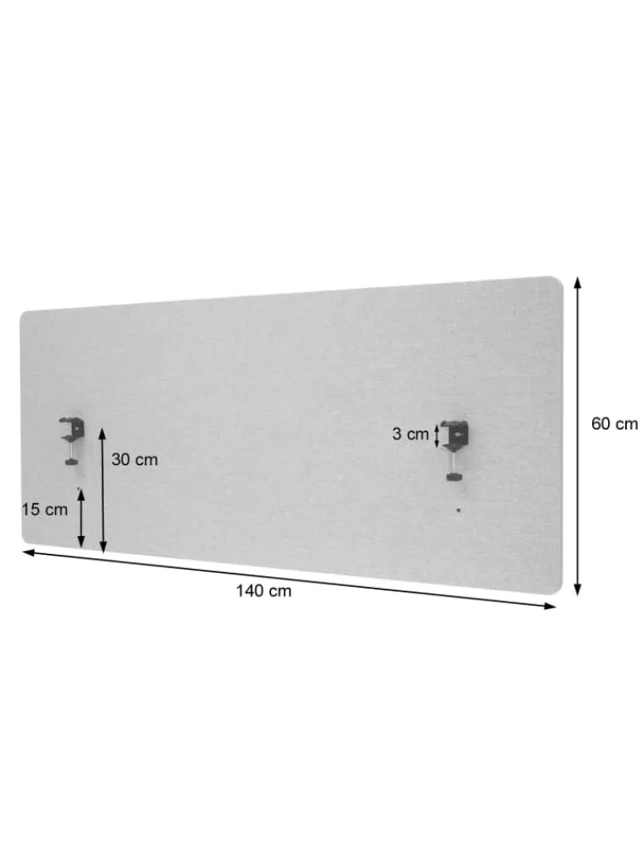 MCW Paravents<Akustik-Tischtrennwand G75, 60x140cm braun-grau
