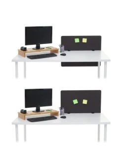 MCW Paravents<Akustik-Tischtrennwand G75, 60x75cm braun-grau