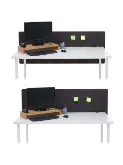 MCW Paravents<Akustik-Tischtrennwand G75, 60x160cm braun-grau