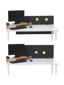 MCW Paravents<Akustik-Tischtrennwand G75, 60x120cm braun-grau