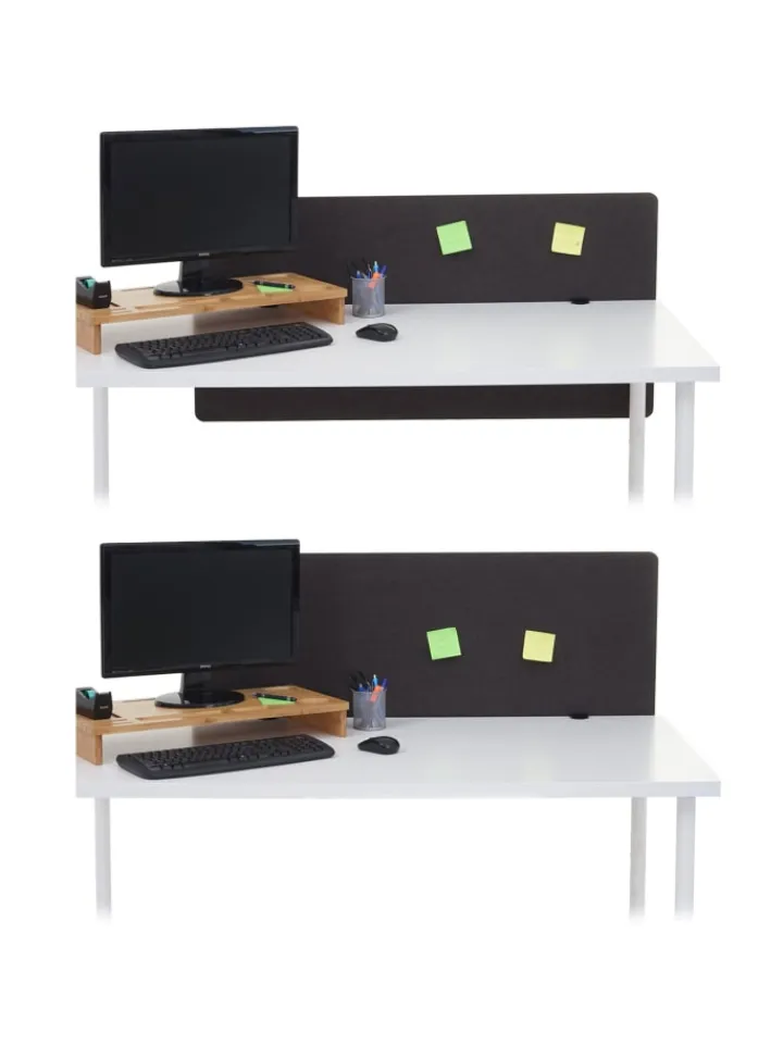 MCW Paravents<Akustik-Tischtrennwand G75, 60x120cm braun-grau