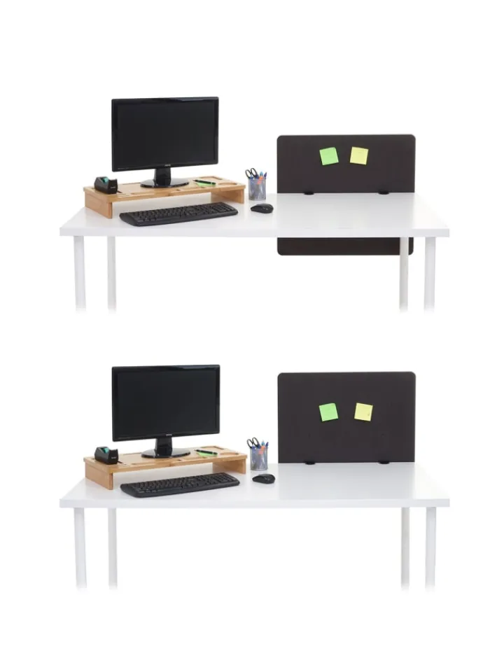 MCW Paravents<Akustik-Tischtrennwand G75, 60x65cm braun-grau