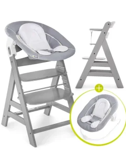 Hauck Babymöbel<Alpha Plus Grey Newborn Set - 3-tlg. Hochstuhl in grau