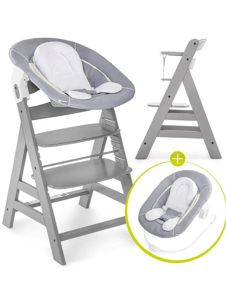 Hauck Babymöbel<Alpha Plus Grey Newborn Set - 3-tlg. Hochstuhl in grau