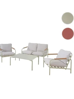 MCW Möbel-Sets<Aluminium-Gartengarnitur O11, Hellgrün Polster beige