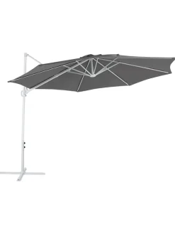 Beliani Gartenmöbel<Ampelschirm SAVONA II in Grau/Weiß - (W) 295 x (H) 254 x (L) 295 cm