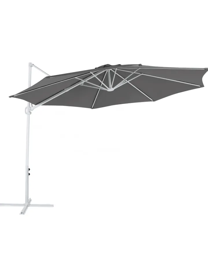 Beliani Gartenmöbel<Ampelschirm SAVONA II in Grau/Weiß - (W) 295 x (H) 254 x (L) 295 cm