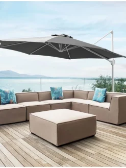 Beliani Gartenmöbel<Ampelschirm SAVONA II in Grau/Weiß - (W) 295 x (H) 254 x (L) 295 cm