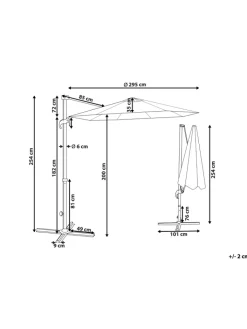 Beliani Gartenmöbel<Ampelschirm SAVONA II in Grau/Weiß - (W) 295 x (H) 254 x (L) 295 cm