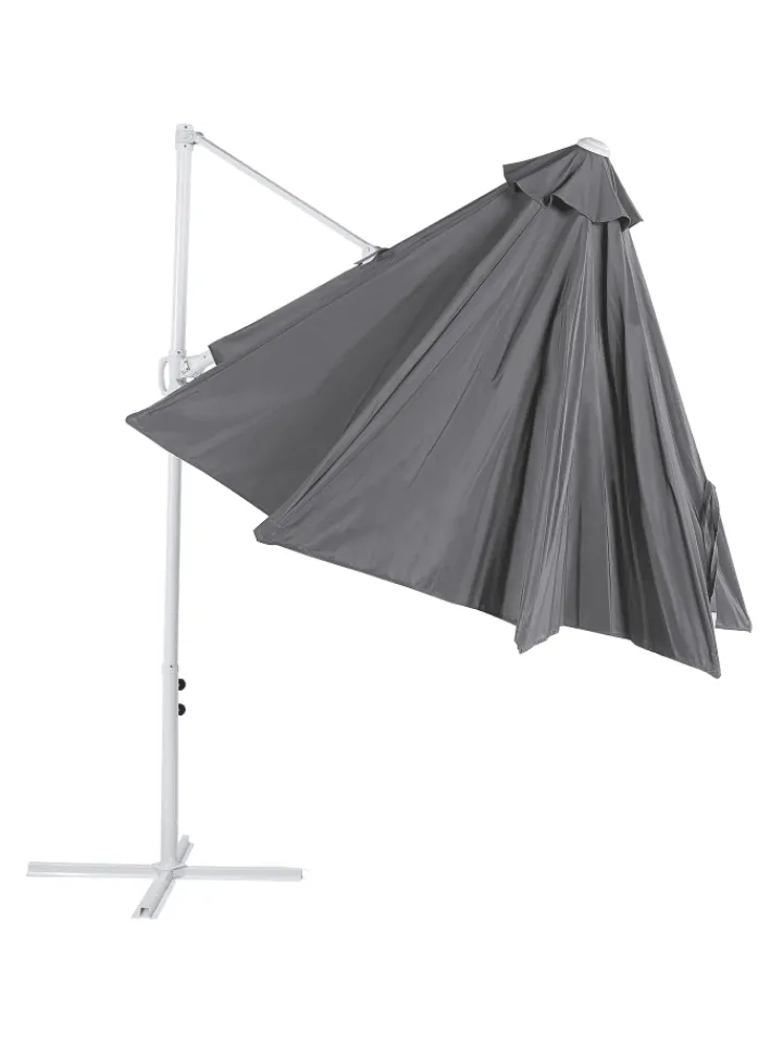 Beliani Gartenmöbel<Ampelschirm SAVONA II in Grau/Weiß - (W) 295 x (H) 254 x (L) 295 cm
