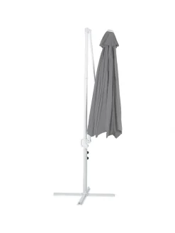 Beliani Gartenmöbel<Ampelschirm SAVONA II in Grau/Weiß - (W) 295 x (H) 254 x (L) 295 cm
