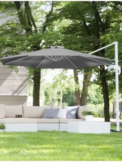 Beliani Gartenmöbel<Ampelschirm SAVONA in Grau/Weiß - (W) 300 x (H) 240 x (L) 300 cm