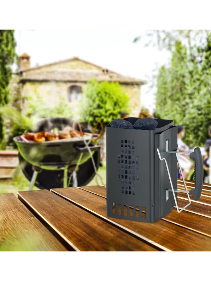 relaxdays Grillen<Anzündkamin in Schwarz