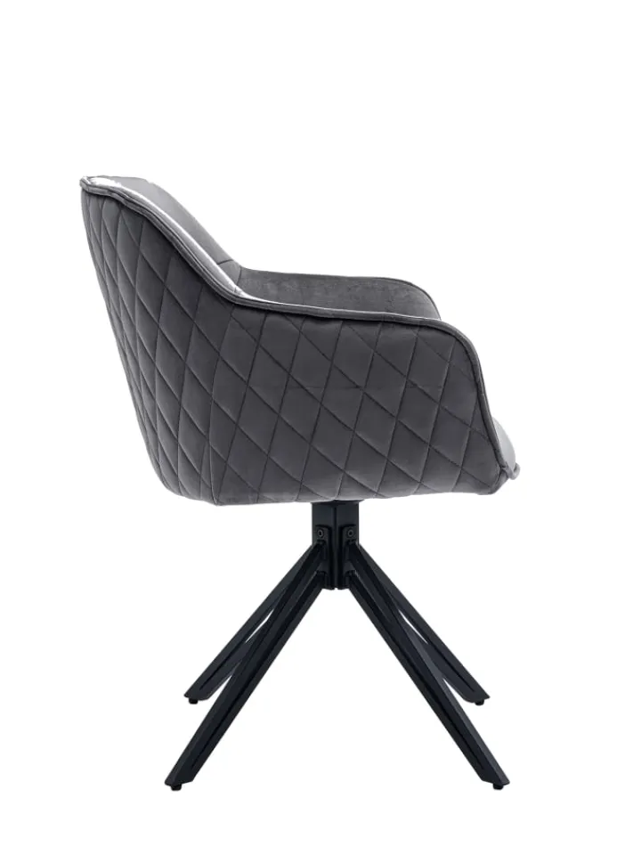 SalesFever Sitzmöbel<Armlehnstuhl modern 360° drehbar Samtbezug und Metallgestell in Grau