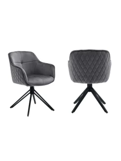 SalesFever Sitzmöbel<Armlehnstuhl modern 360° drehbar Samtbezug und Metallgestell in Grau