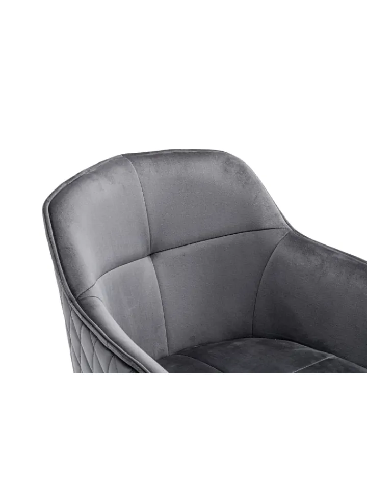 SalesFever Sitzmöbel<Armlehnstuhl modern 360° drehbar Samtbezug und Metallgestell in Grau