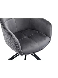 SalesFever Sitzmöbel<Armlehnstuhl modern 360° drehbar Samtbezug und Metallgestell in Grau