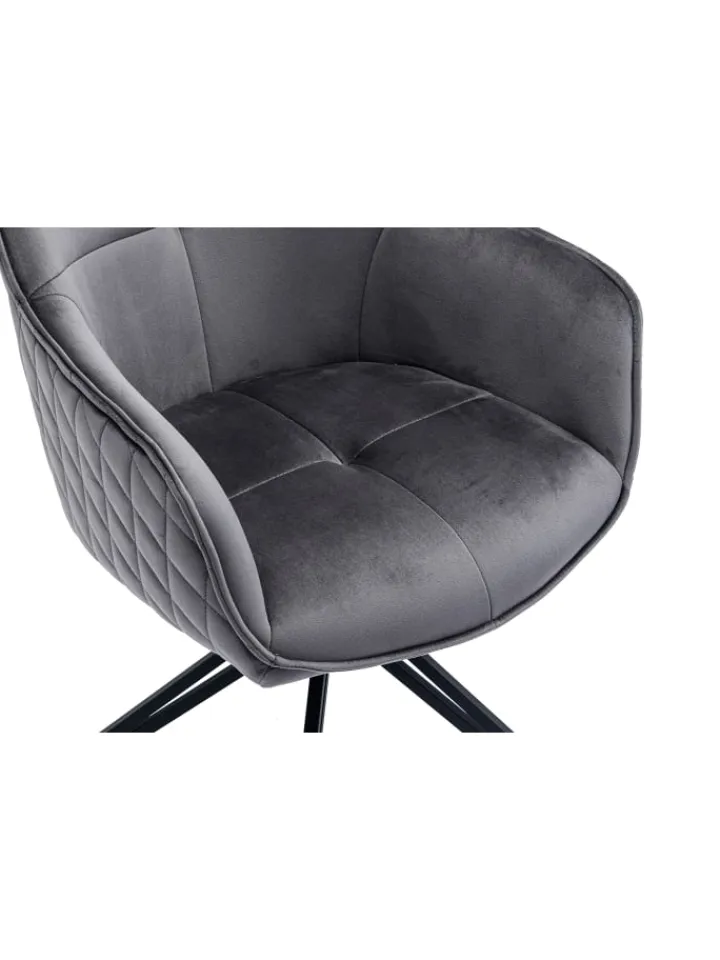 SalesFever Sitzmöbel<Armlehnstuhl modern 360° drehbar Samtbezug und Metallgestell in Grau