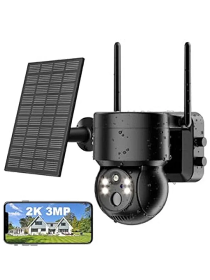 Woox Foto & Video<Außen-Überwachungskamera " R3569" mit Solarpanel in Schwarz