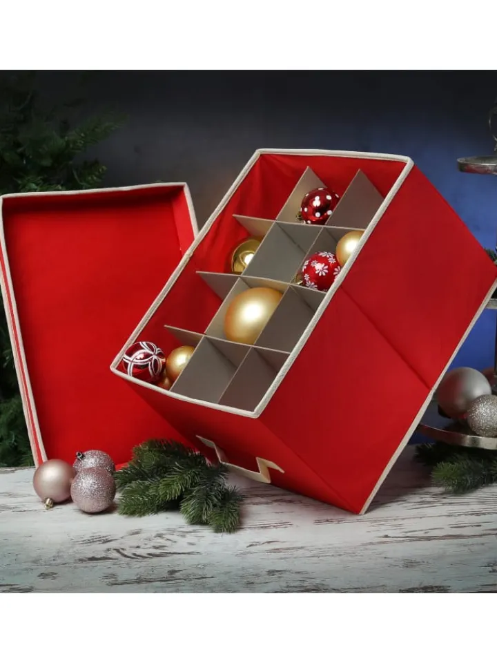 MARELIDA Weihnachtsschmuck<Aufbewahrungsbox für 24 Christbaumkugeln in rot