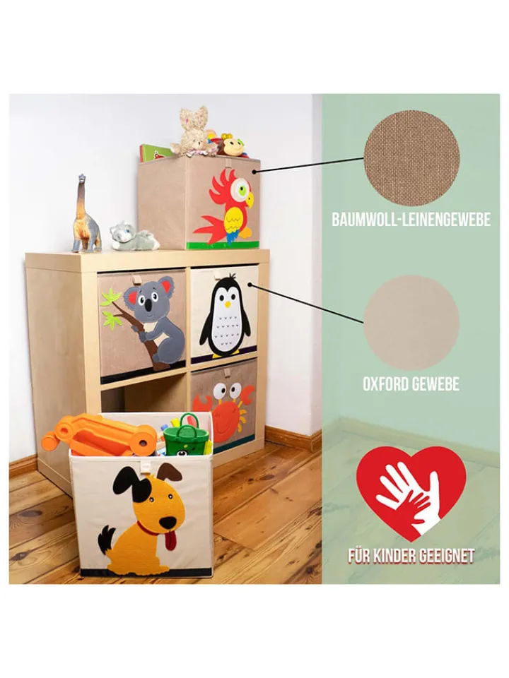 Lifeney Kisten & Körbe<Aufbewahrungsbox "Leopard" in Beige/ Orange - (B)33 x (H)33 x (T)33 cm