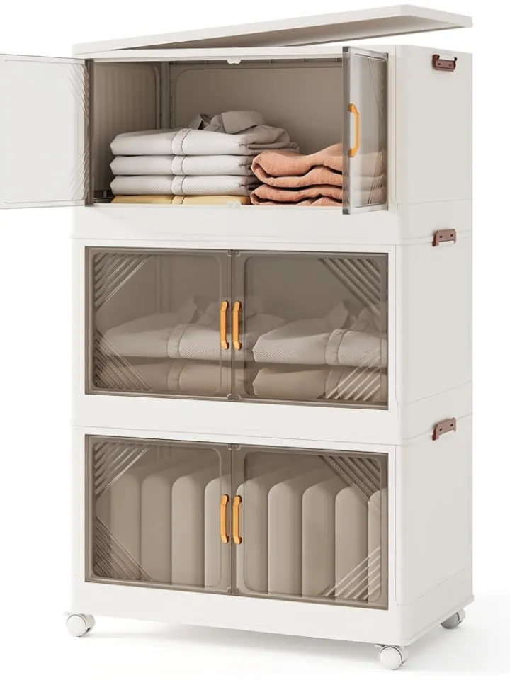 COSTWAY Regale & Schränke<Aufbewahrungsbox mit Deckel 3 tlg. 65 cm breite in Weiß