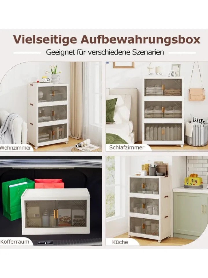 COSTWAY Regale & Schränke<Aufbewahrungsbox mit Deckel 3 tlg. 65 cm breite in Weiß