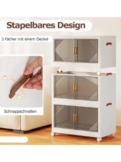 COSTWAY Regale & Schränke<Aufbewahrungsbox mit Deckel 3 tlg. 65 cm breite in Weiß