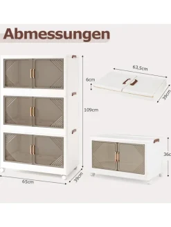COSTWAY Regale & Schränke<Aufbewahrungsbox mit Deckel 3 tlg. 65 cm breite in Weiß