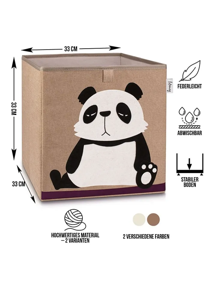 Lifeney Kisten & Körbe<Aufbewahrungsbox "Panda" in Hellbraun/ Weiß - (B)33 x (H)33 x (T)33 cm