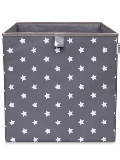 Lifeney Kisten & Körbe<Aufbewahrungsbox "Sterne" in Anthrazit - (B)33 x (H)33 x (T)33 cm