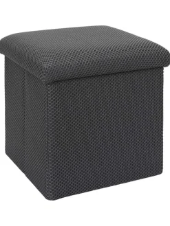 Rétro Chic Sitzmöbel<Aufbewahrungshocker "Atome" in Grau - (B)38 x (H)38 x (T)38 cm
