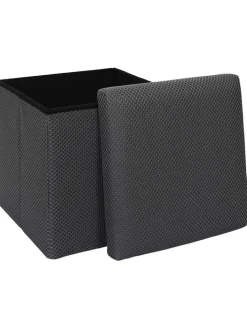 Rétro Chic Sitzmöbel<Aufbewahrungshocker "Atome" in Grau - (B)38 x (H)38 x (T)38 cm