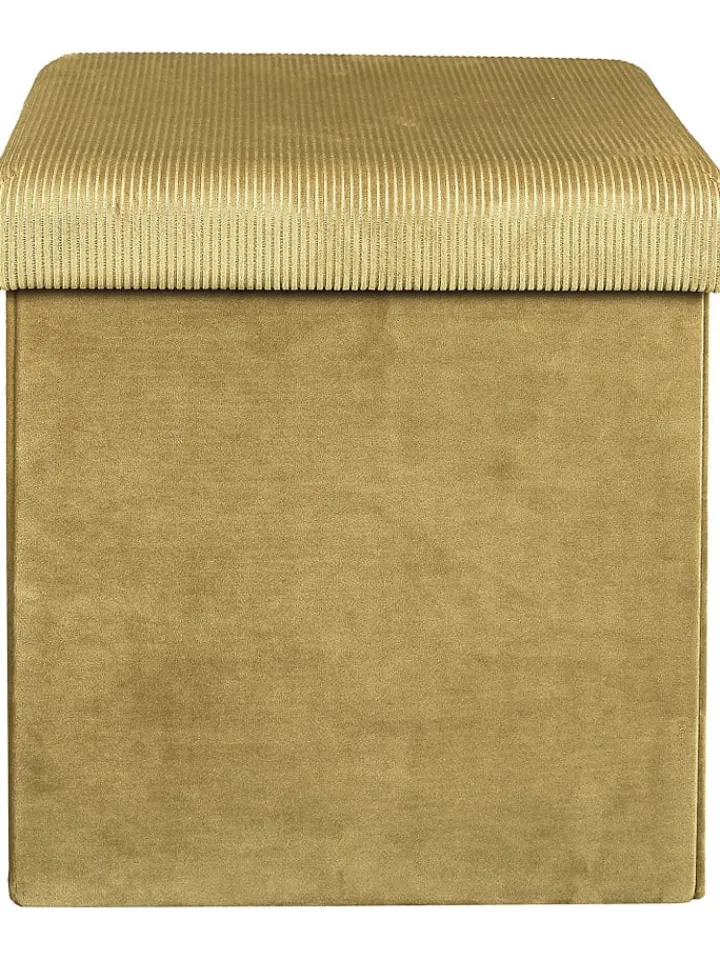 Rétro Chic Sitzmöbel<Aufbewahrungshocker "Giulia" in Senf - (B)38 x (H)38 x (T)38 cm