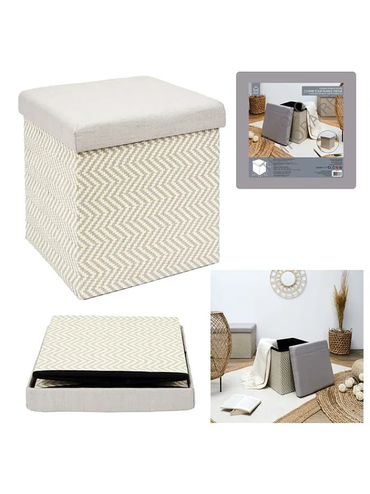 Ethnical Life Sitzmöbel<Aufbewahrungshocker in Beige/ Grau - (B)38 x (H)38 x (T)38 cm