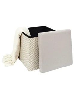 Ethnical Life Sitzmöbel<Aufbewahrungshocker in Beige/ Grau - (B)38 x (H)38 x (T)38 cm