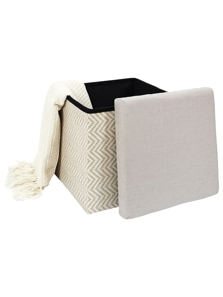 Ethnical Life Sitzmöbel<Aufbewahrungshocker in Beige/ Grau - (B)38 x (H)38 x (T)38 cm