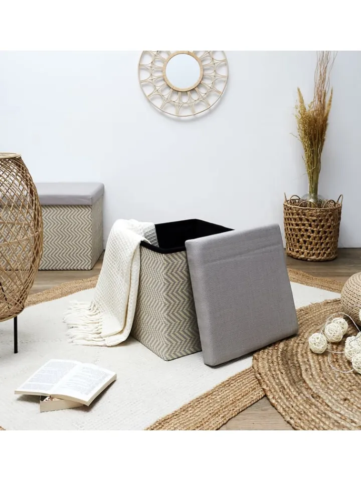 Ethnical Life Sitzmöbel<Aufbewahrungshocker in Beige/ Grau - (B)38 x (H)38 x (T)38 cm