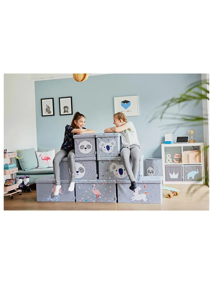 STORE IT Kindermöbel|Sitzmöbel<Aufbewahrungshocker "Panda" in Grau - (B)35 x (H)35 x (T)35 cm