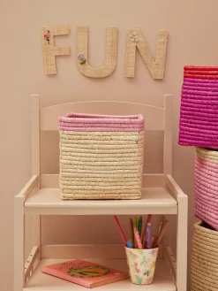 Rice Kisten & Körbe<Aufbewahrungskorb in Creme/ Pink - (B)20 x (H)20 x (T)20 cm
