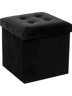 WellHome Sitzmöbel<Aufbewahrungspouf in Schwarz - (B)38 x (H)38 x (T)38 cm