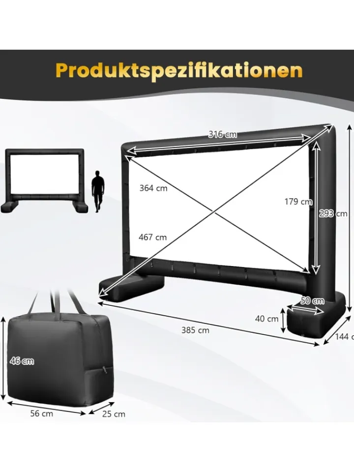 COSTWAY Tv & Audio<Aufblasbare Beamer Leinwand in Schwarz