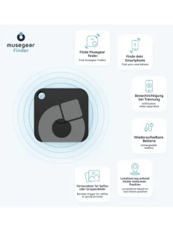 musegear Smarthome & Wetterstationen<Aufladbarer Bluetooth-Schlüsselfinder "recharge" in schwarz, 3er Pack