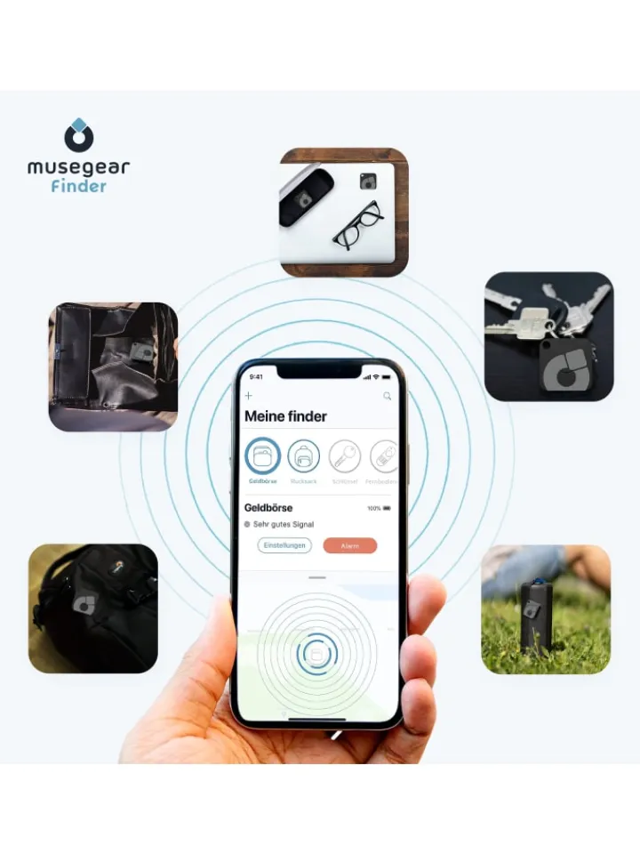 musegear Smarthome & Wetterstationen<Aufladbarer Bluetooth-Schlüsselfinder "recharge" in schwarz, 3er Pack