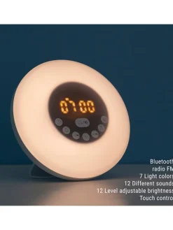 InnovaGoods Klima & Haushalt<Aufladbarer Sonnenaufgangswecker mit Lautsprecher in Weiß - Ø 16 cm