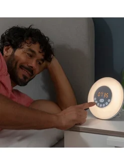 InnovaGoods Klima & Haushalt<Aufladbarer Sonnenaufgangswecker mit Lautsprecher in Weiß - Ø 16 cm