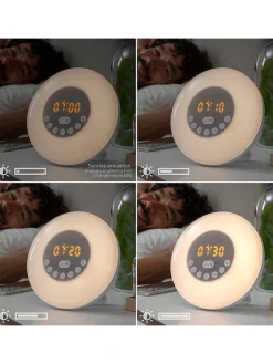 InnovaGoods Klima & Haushalt<Aufladbarer Sonnenaufgangswecker mit Lautsprecher in Weiß - Ø 16 cm