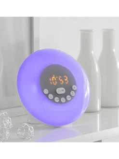 InnovaGoods Klima & Haushalt<Aufladbarer Sonnenaufgangswecker mit Lautsprecher in Weiß - Ø 16 cm