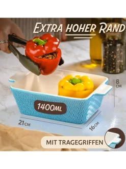 Praknu Kochgeschirr<Auflaufform aus Keramik für 2 Personen - Für Lasagne, Tiramisu &