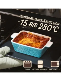 Praknu Kochgeschirr<Auflaufform aus Keramik für 2 Personen - Für Lasagne, Tiramisu &